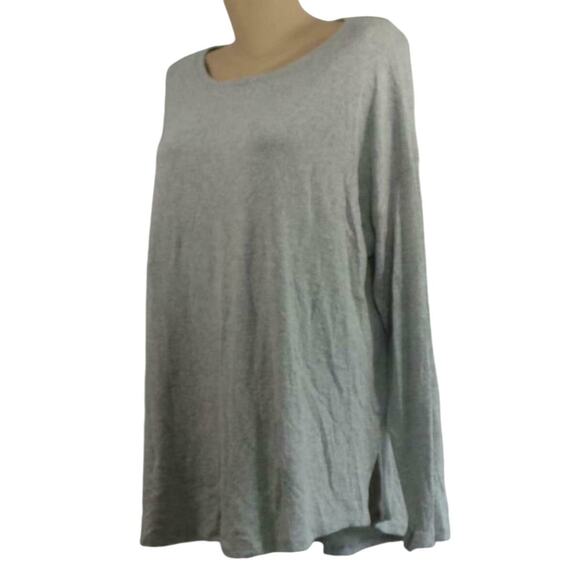 Style Co 1X Plus Snit Top Heathered Long Sleeve Lightweight Shirt Layering Work - Picture 1 of 10